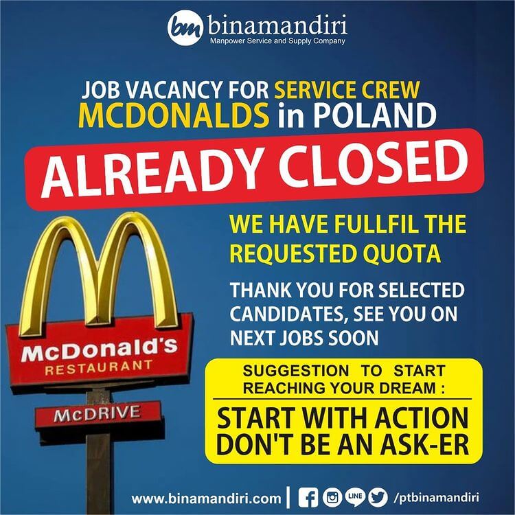 The Mc Donald's Vacancy Has Closed