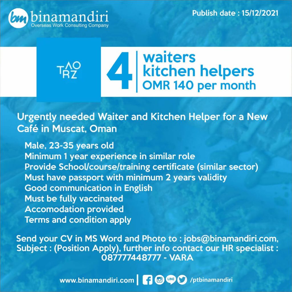 Oman - Waiter & Kitchen Helper
