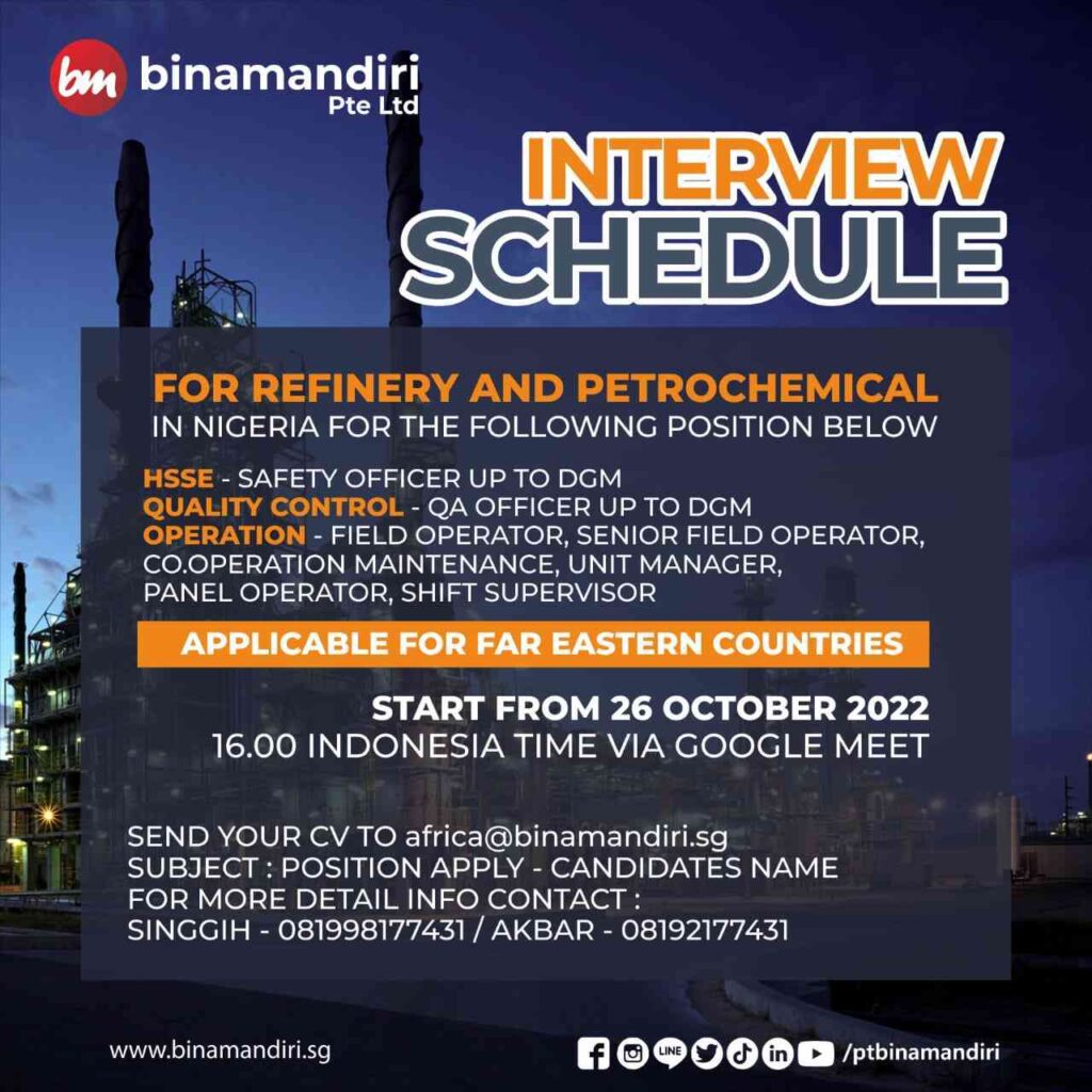 Interview Schedule - Nigerian Refinery
