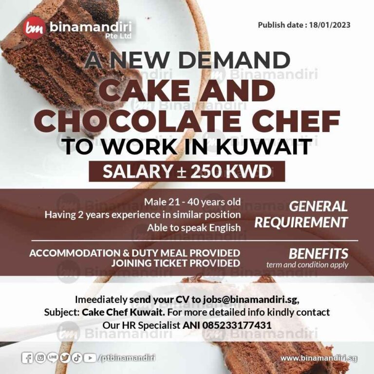 Cake and Chocolate Chef to work in Kuwait