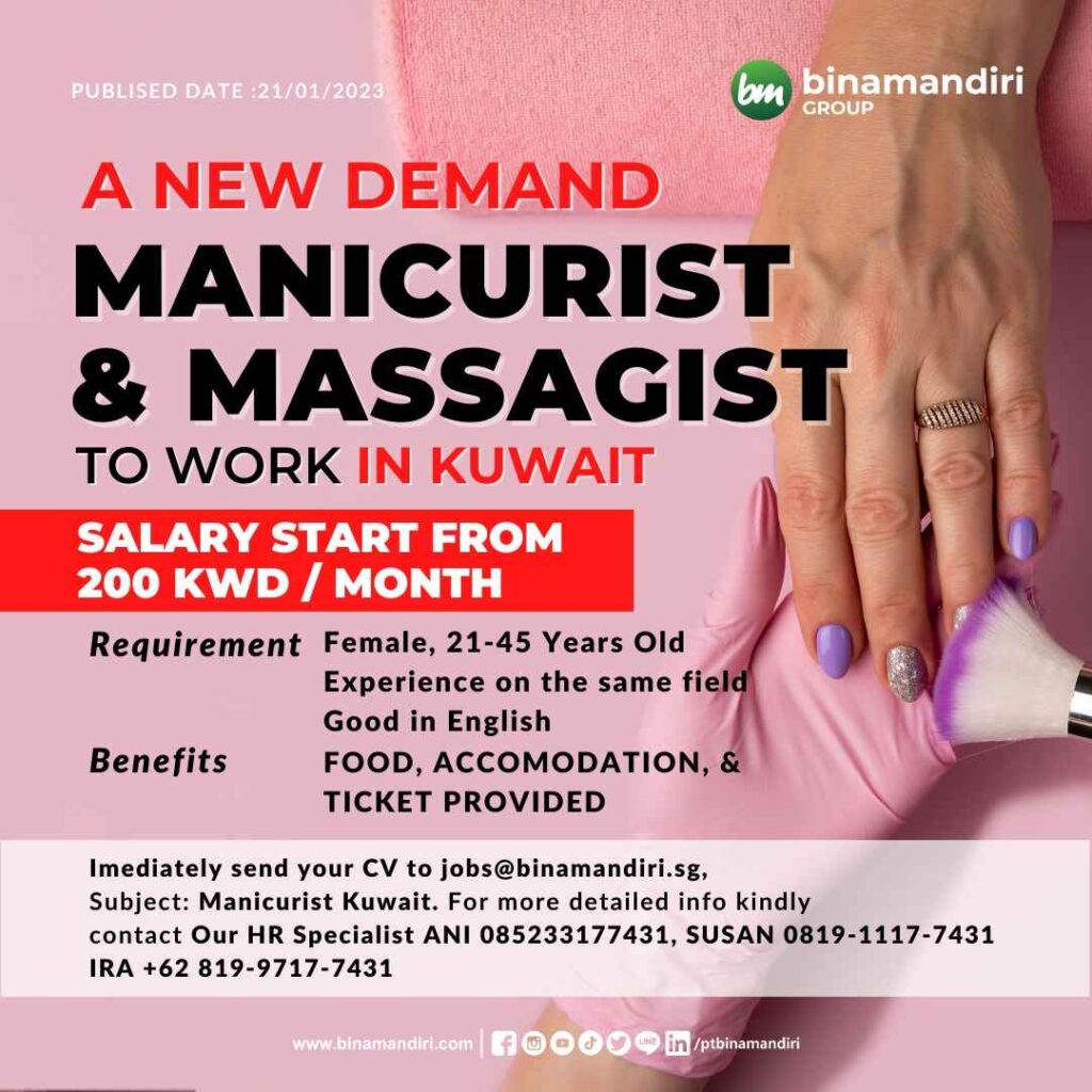 Manicurist & Massagist to work in Kuwait